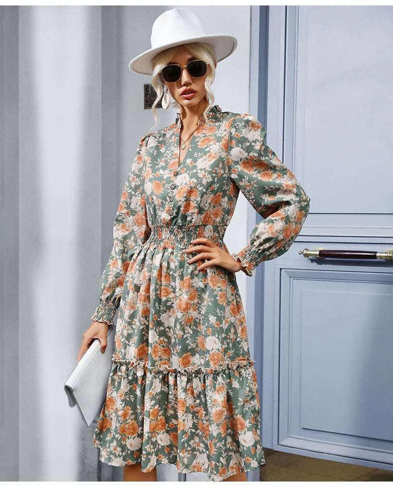 Long Sleeved Floral Dress