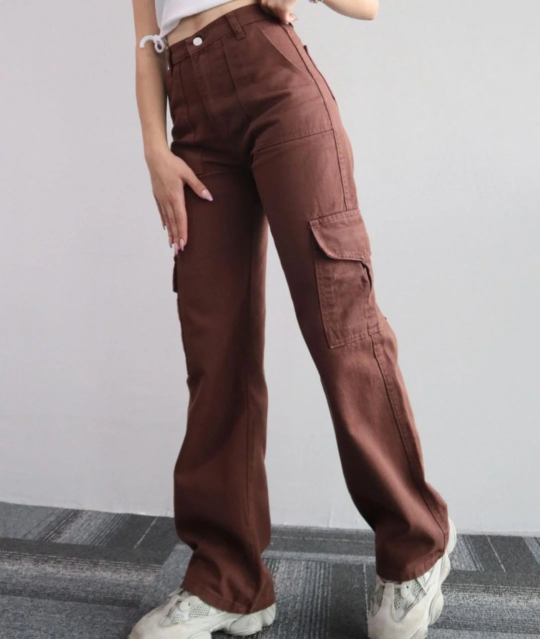 High-waisted Wide Pants With Pocket