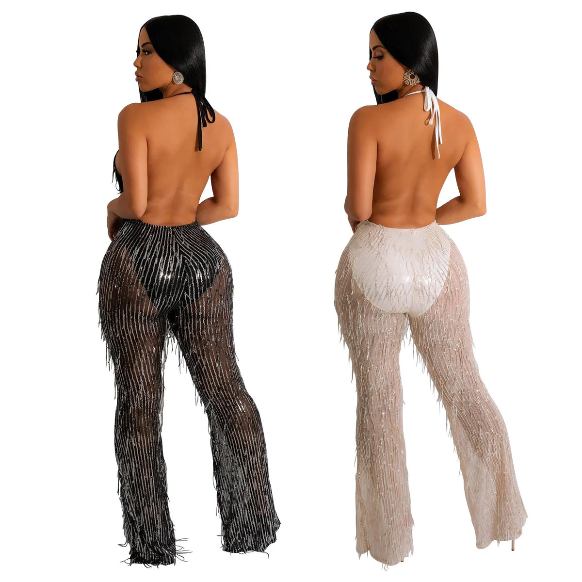 Transparent Mesh Sleeveless Long Pants Jumpsuit