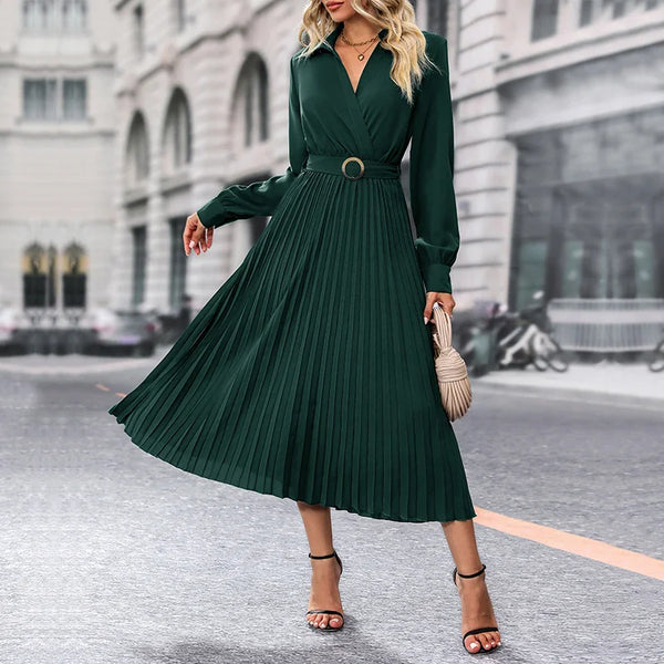 Elegant Long Sleeve Dress Long Skirt