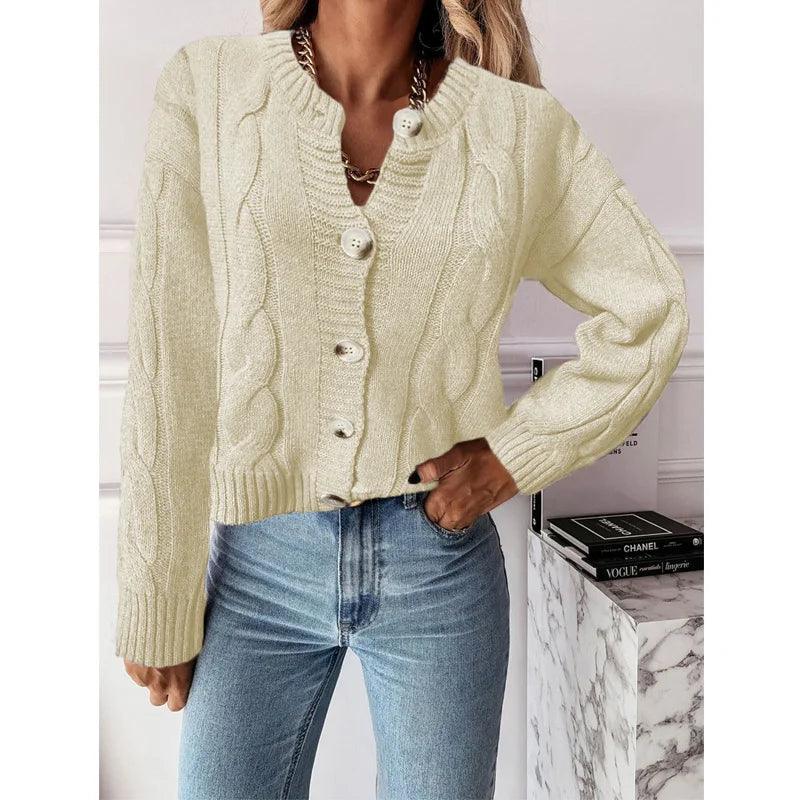Knitted Cardigan Sweater Jacket Button