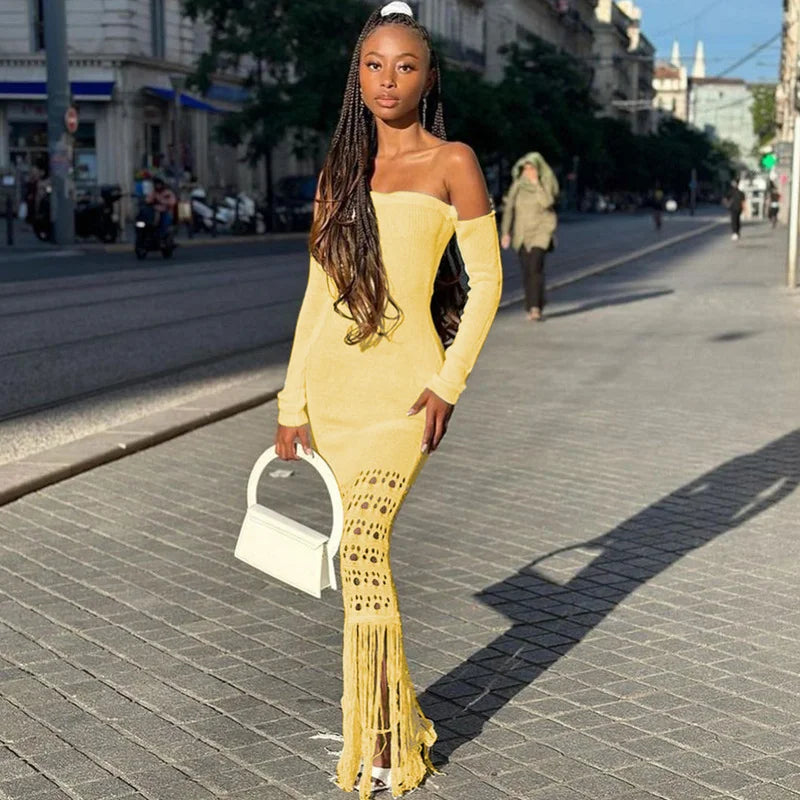 Off Shoulder Long Bodycon Dress
