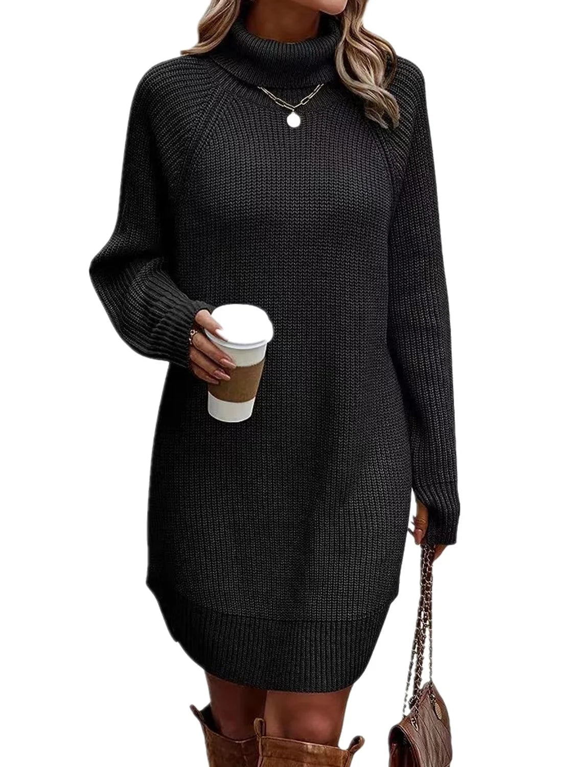 Fashion New High Necked Sweater Women’s Dress