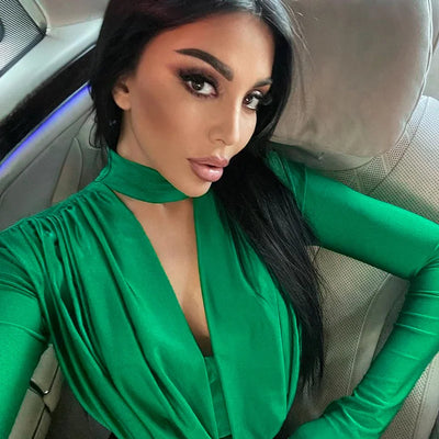 V-Neck Long Sleeve Jumpsuit