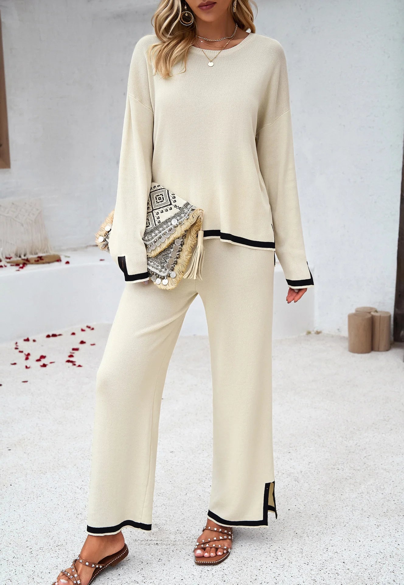 Comfortable Long Sleeve T-shirt And Trousers Set