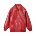 Leather Jacket with Long Sleeves and Zipper
