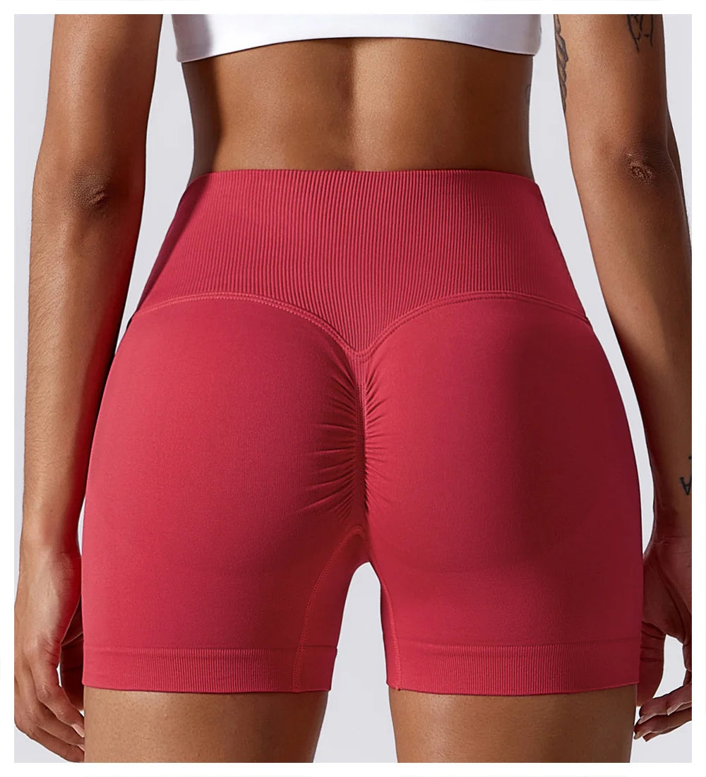 High Waist Running Gym Shorts Tight Fit Seamless Gym Shorts