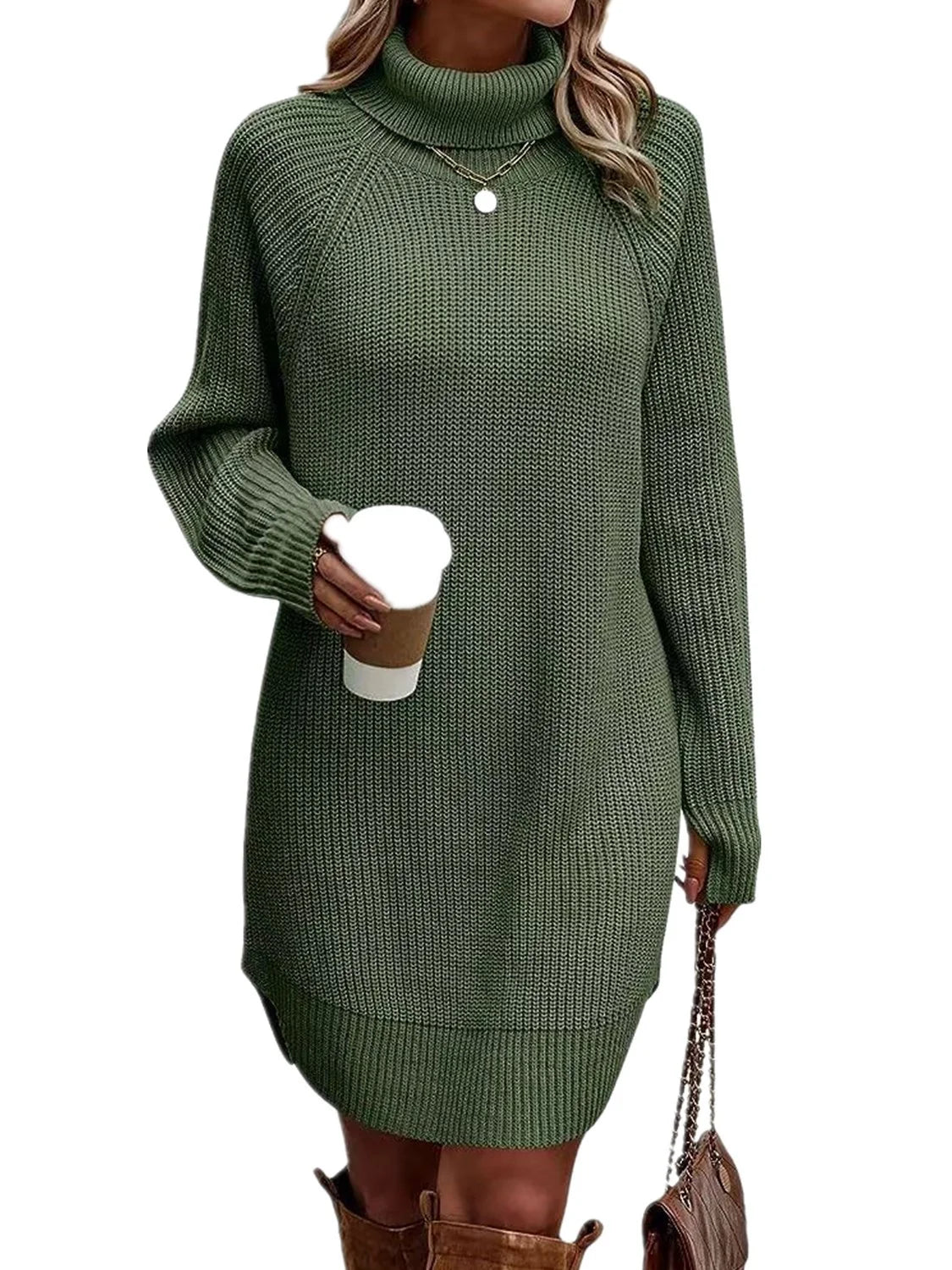 Fashion New High Necked Sweater Women’s Dress