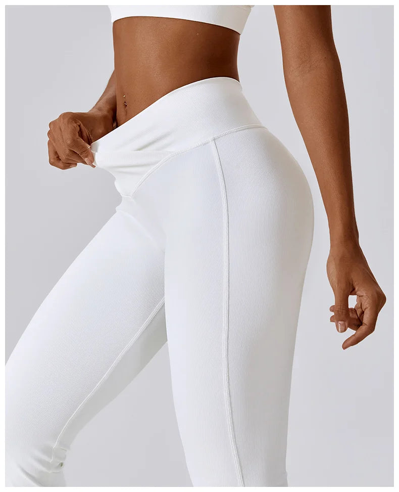 High Waist Cross Wide Leg Sports Flare Pants