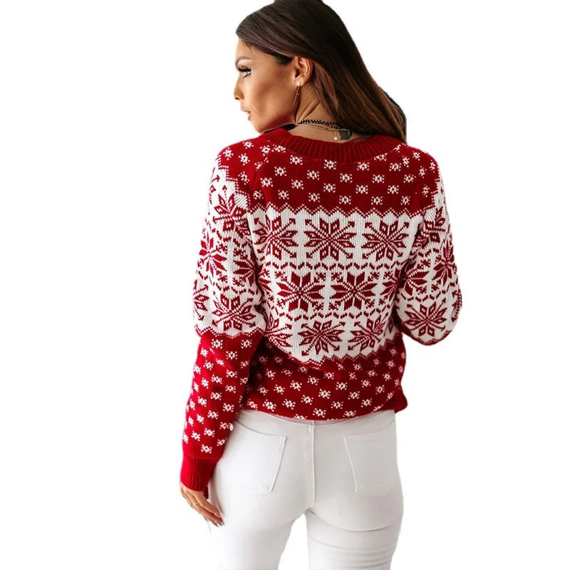 Round Neck Pullover Long Sleeved Christmas Sweater