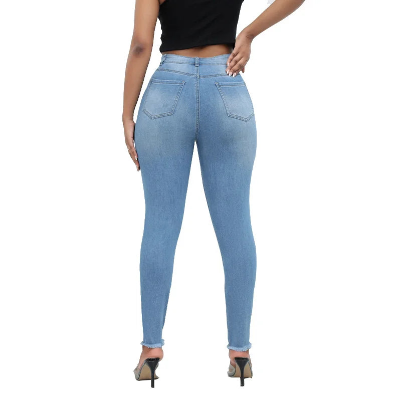 Jeans Distressed Skinny High Wais