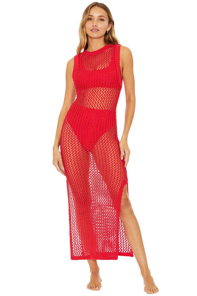Knitted Sleeveless Hollow Out Beach Blouse With Skirt
