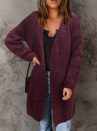 Medium Length Knitted Sweater Cardigan Jacket