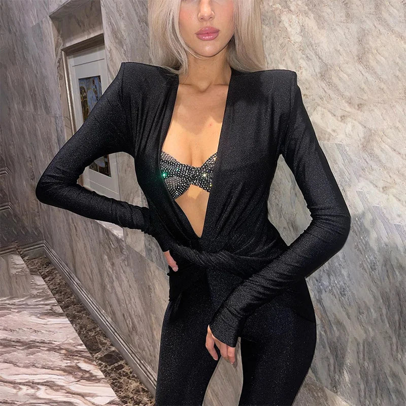 Hollow Long Sleeve Jumpsuit