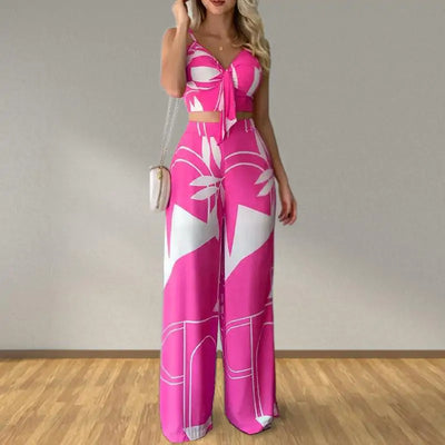 Set With A Tie Back Top And Straight Pants