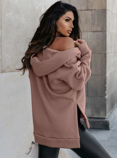 Sweater Zipper Loose Casual Pocket Zipper Hoodie Jacket