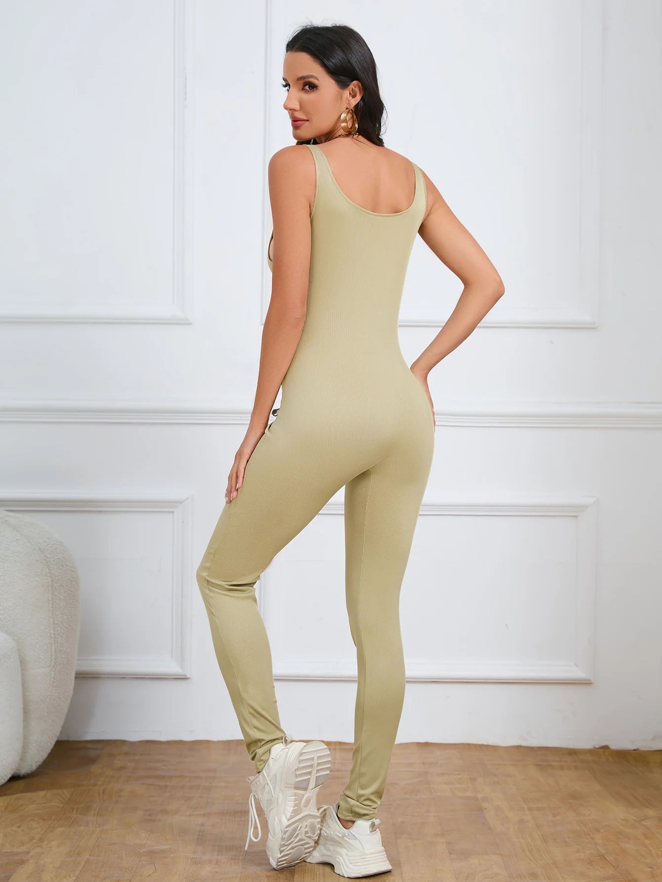 Solid Color Sports Jumpsuit