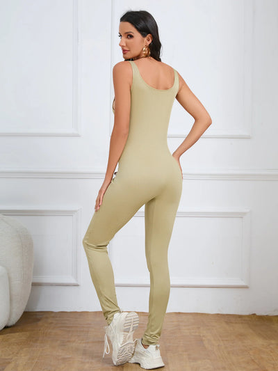 Solid Color Sports Jumpsuit