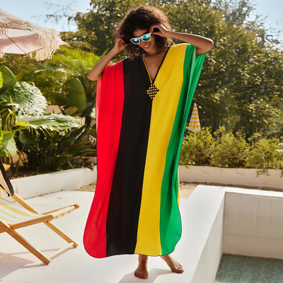 Four Color Monogram Printed Cotton Beach Robe