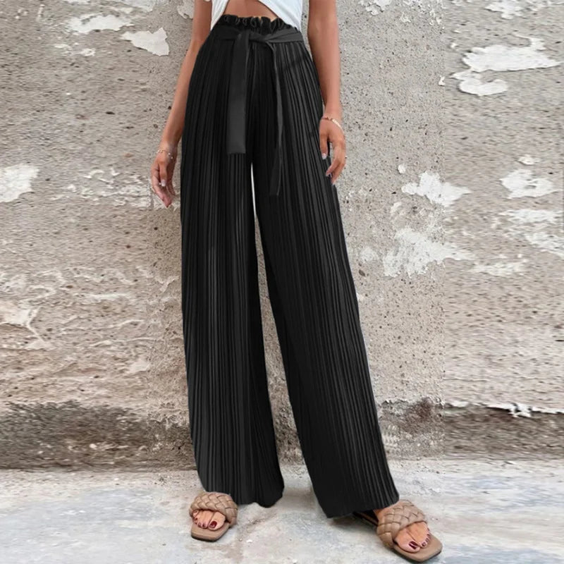 100 Pleated Drape Wide Leg Pants