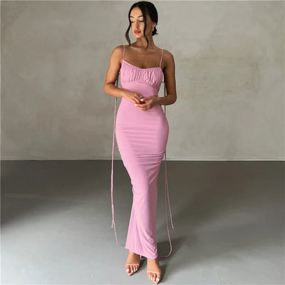 Women’s Fashion Suspender Sexy Backless Slim Hip Wrap Temperament Dress