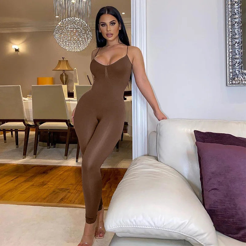 Solid Color Exercise Jumpsuit For Women