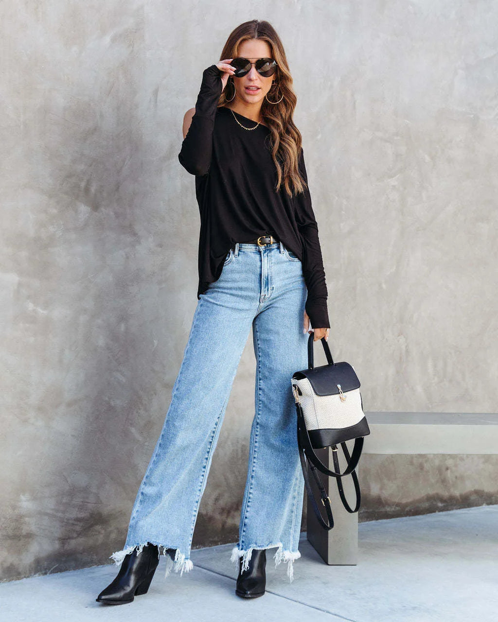 Casual Wide Leg Jeans With Irregular Tassels