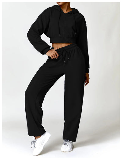 Casual Loose Long Sleeve Zipper Hooded Sweatshirt