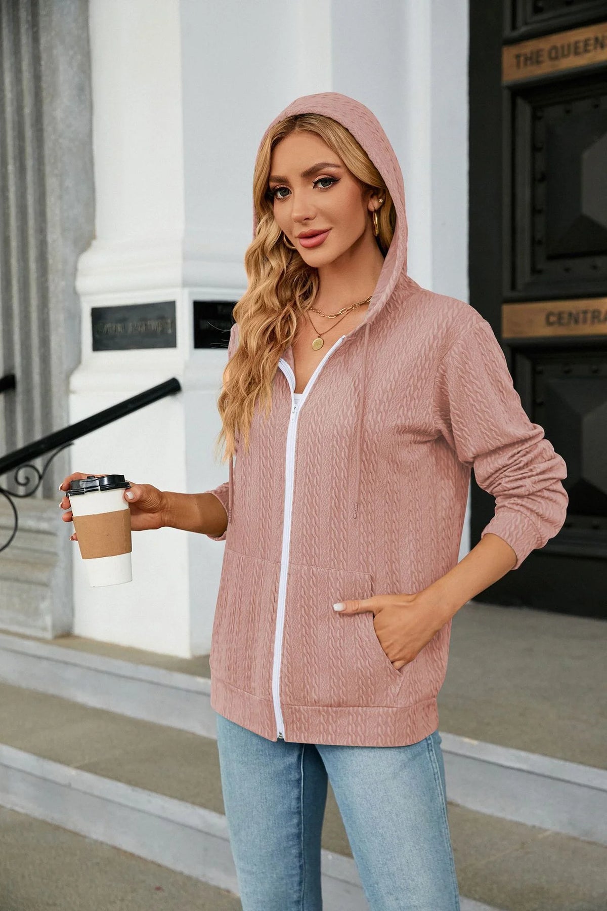 Hoodie Zipper Cardigan Pocket Hoodie Woman