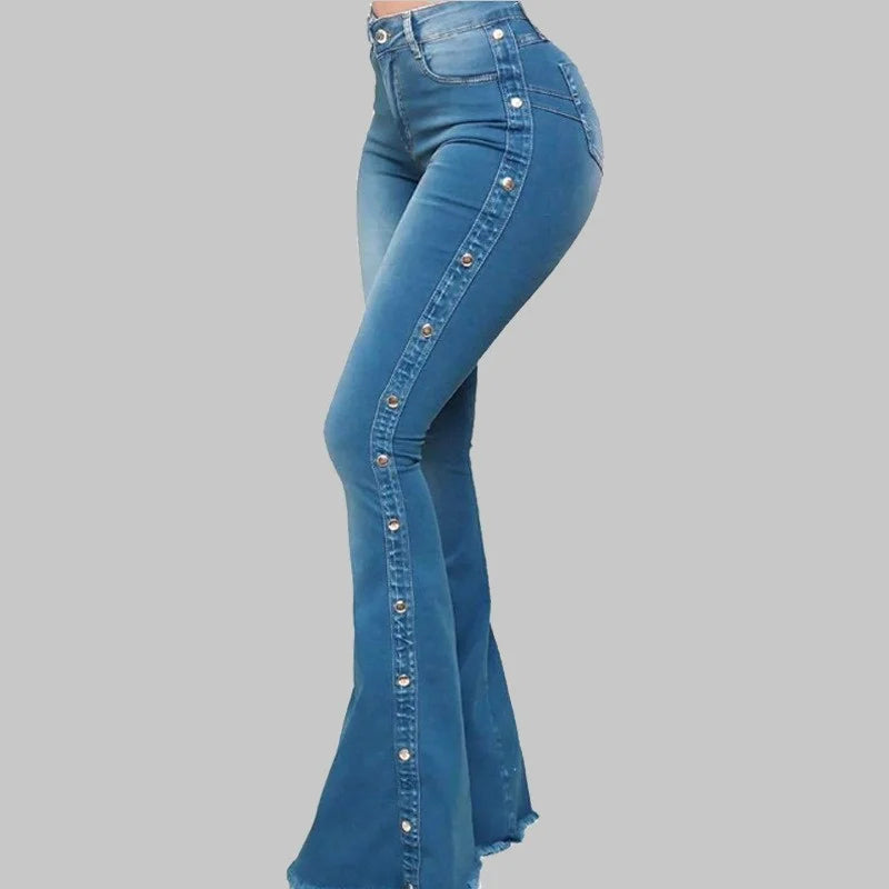 Burst High Waisted Stretch Bell Bottom Jeans