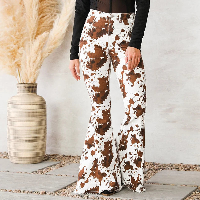 Brown High Waisted Bell Bottom Jeans