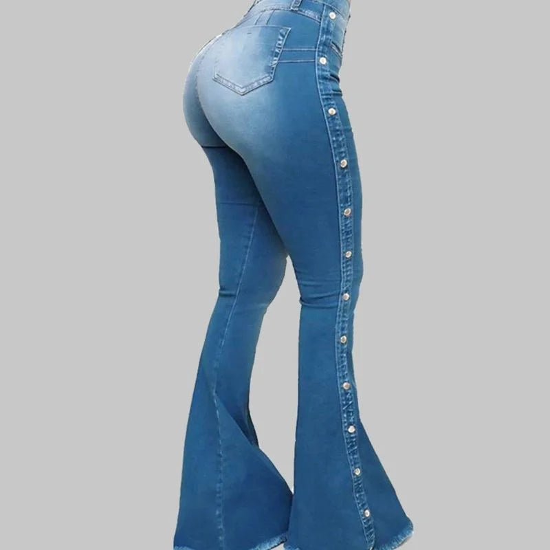 Burst High Waisted Stretch Bell Bottom Jeans