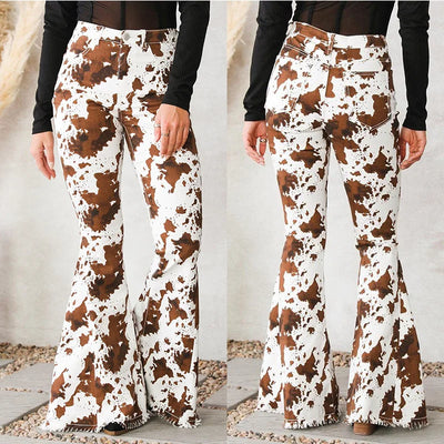 Brown High Waisted Bell Bottom Jeans