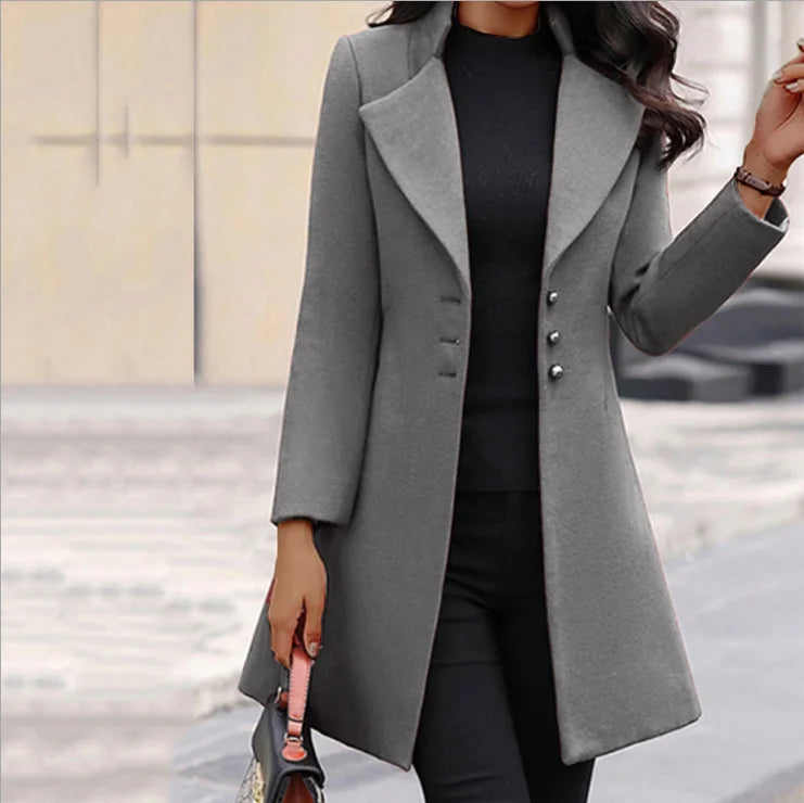 Solid Color Slim Fit Wool Coat Jacket