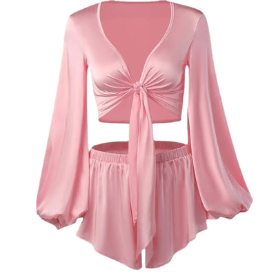 Open Navel Strap Style Shorts Set