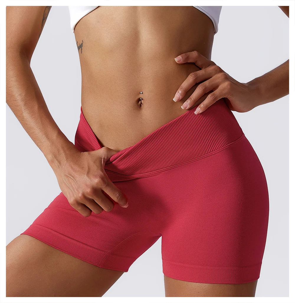 High Waist Running Gym Shorts Tight Fit Seamless Gym Shorts
