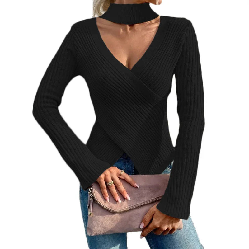 V Neck Sweater Women’s Top Knitted Sweater