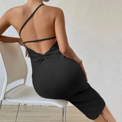 Sleeveless Slanted Shoulder Wrap Chest And Hip Maxi Dress