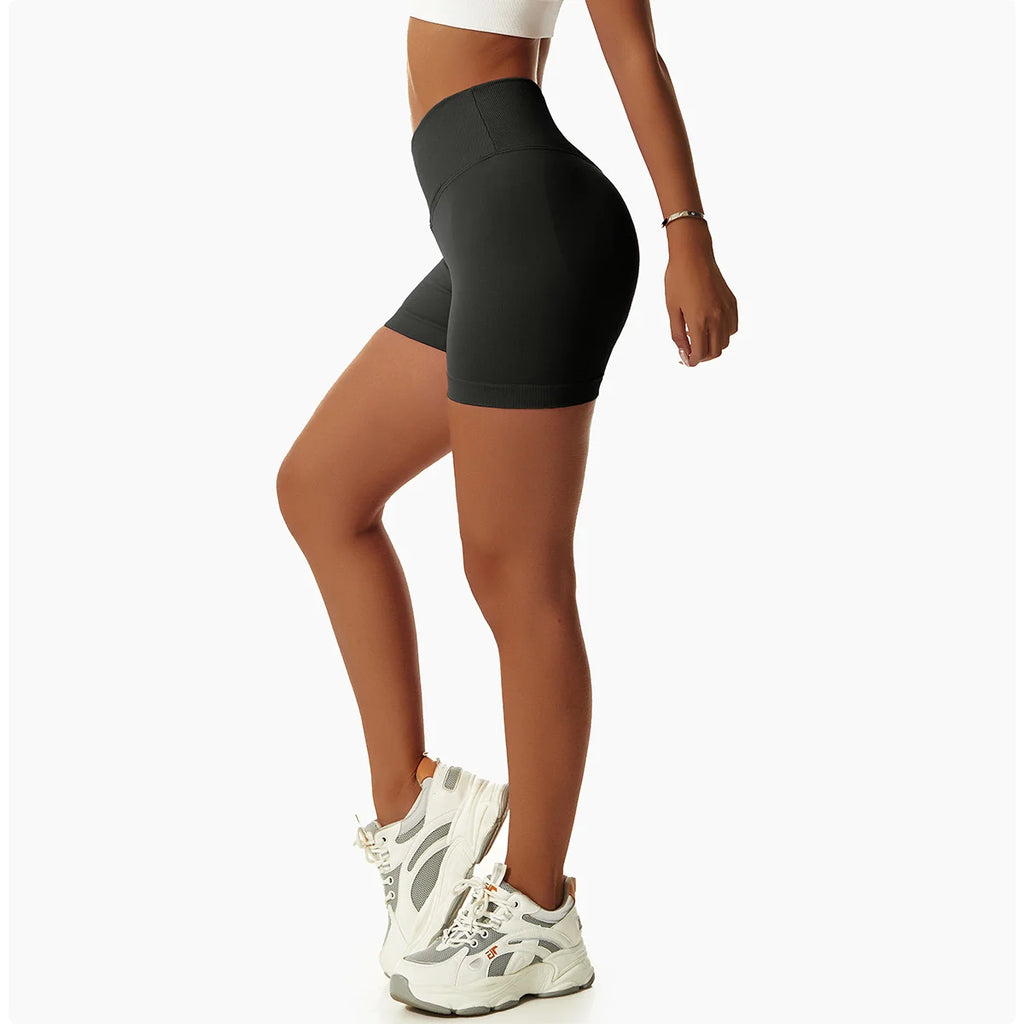 High Waist Running Gym Shorts Tight Fit Seamless Gym Shorts