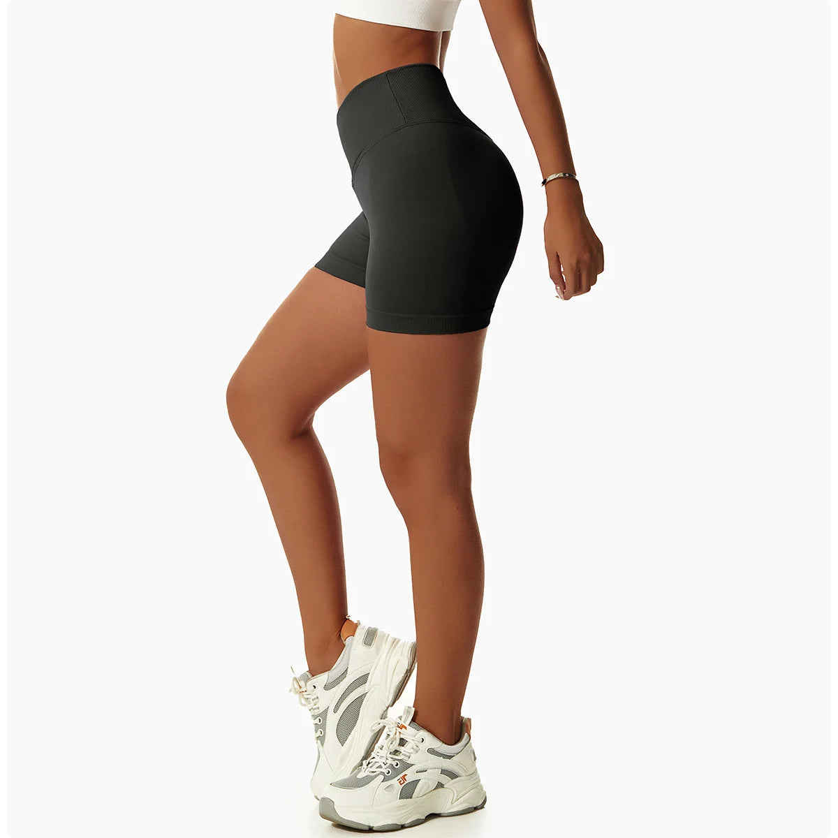 High Waist Running Gym Shorts Tight Fit Seamless Gym Shorts