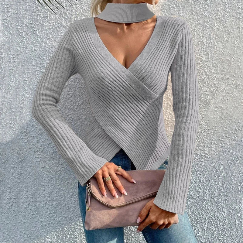 V Neck Sweater Women’s Top Knitted Sweater