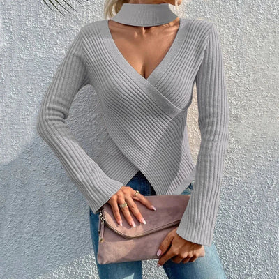 V Neck Sweater Women’s Top Knitted Sweater