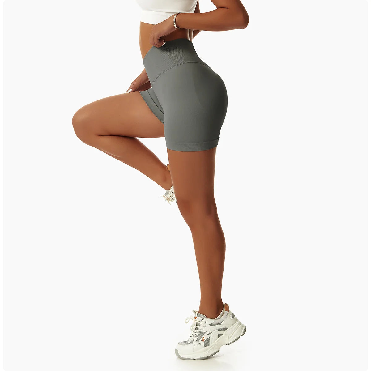 High Waist Running Gym Shorts Tight Fit Seamless Gym Shorts