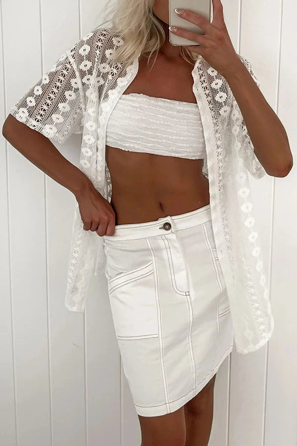Shorts and Lace Cardigan