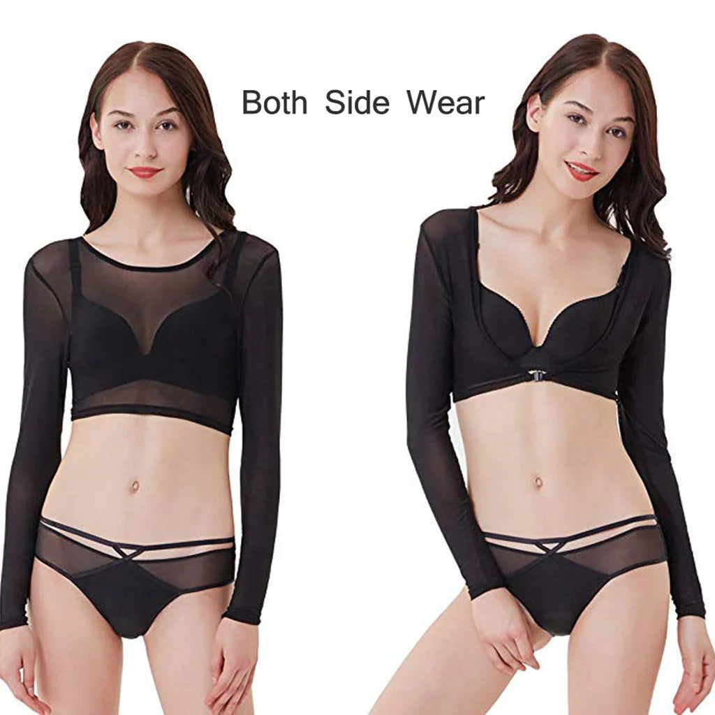 Mesh Cardigan With Open Navel