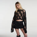 Open Navel Loose Knitted Sweater Hollow Out Top
