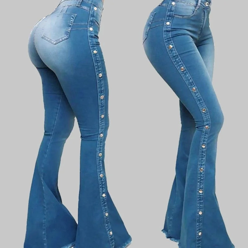 Burst High Waisted Stretch Bell Bottom Jeans