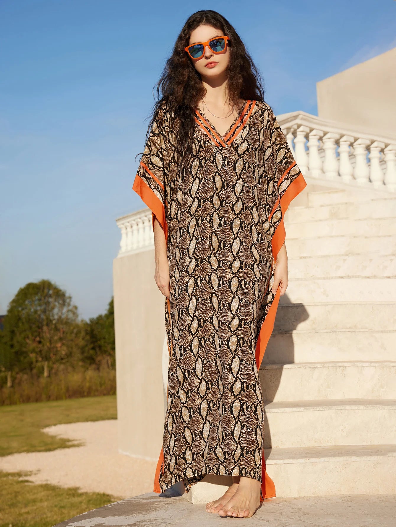 Snake Print Cotton Beach Robe