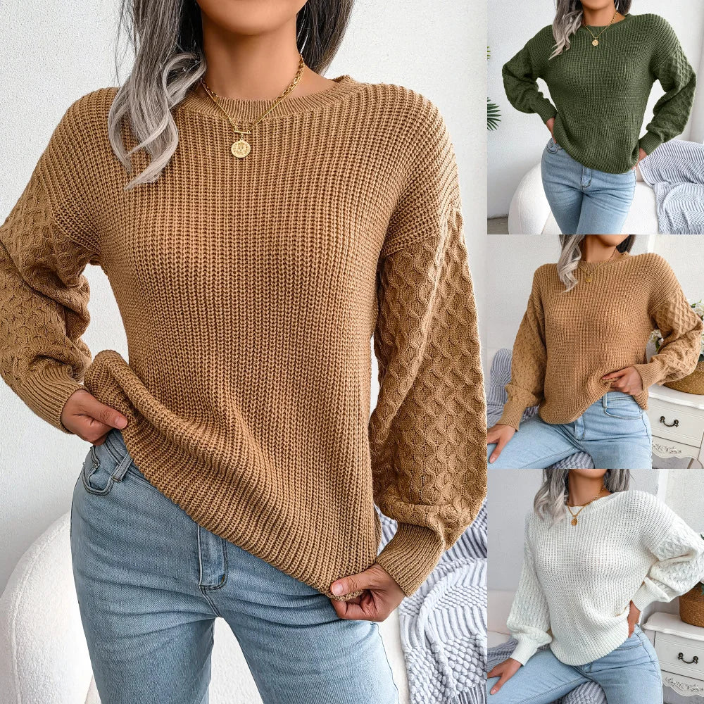 Casual Lantern Long Sleeved Knitted Sweater