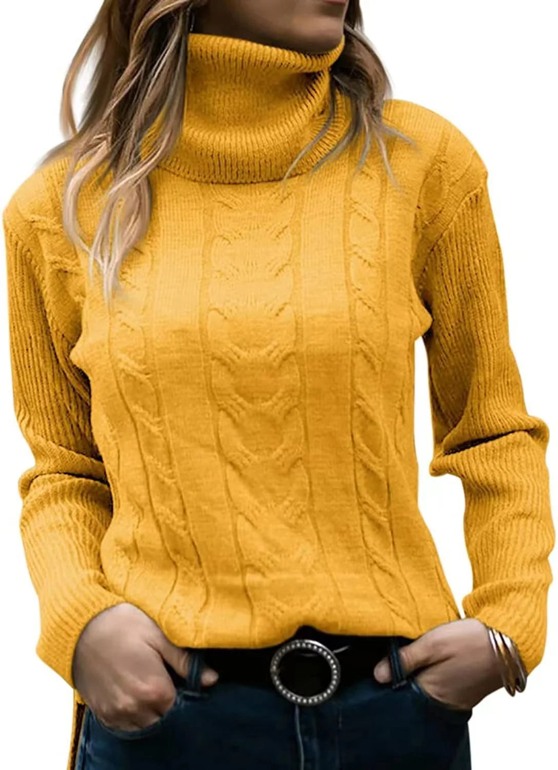 Pure Color Long Sleeve Turtleneck Sweater